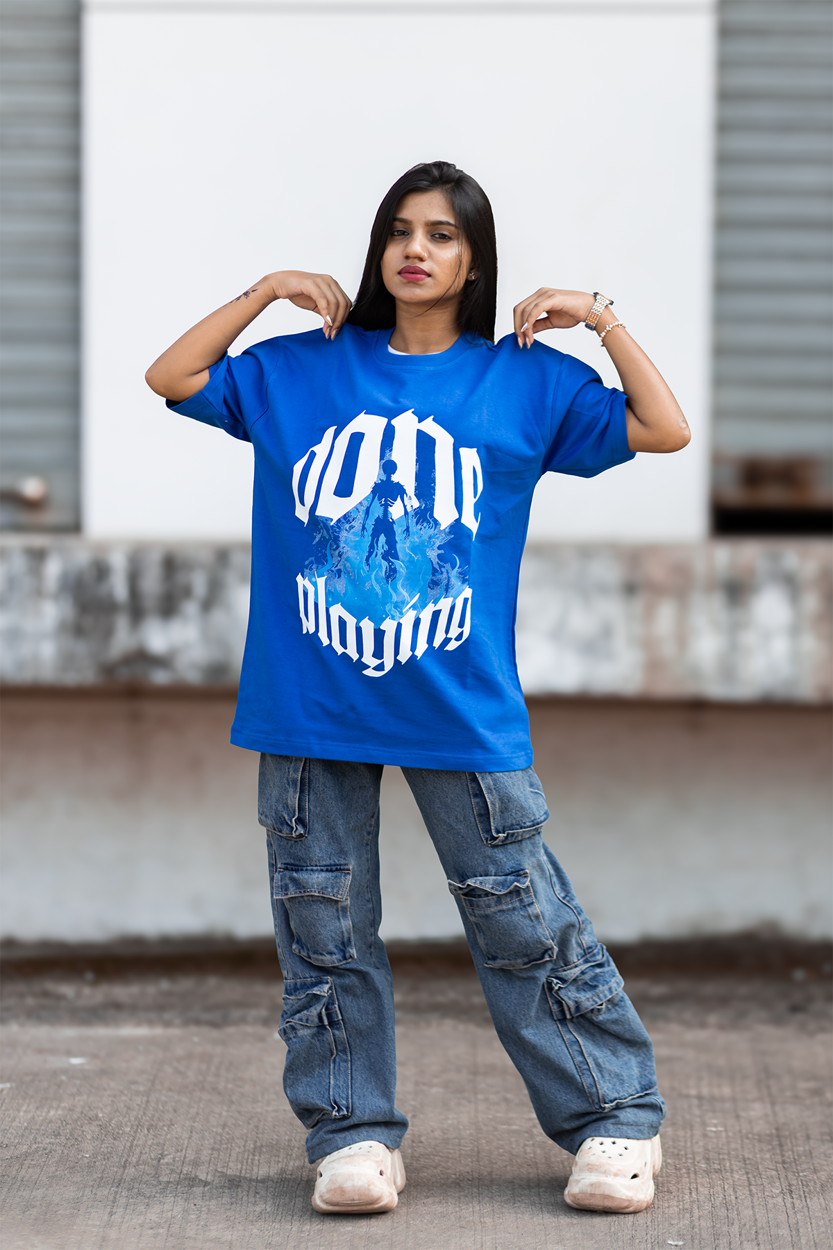 'Done playing' - Women's blue tee