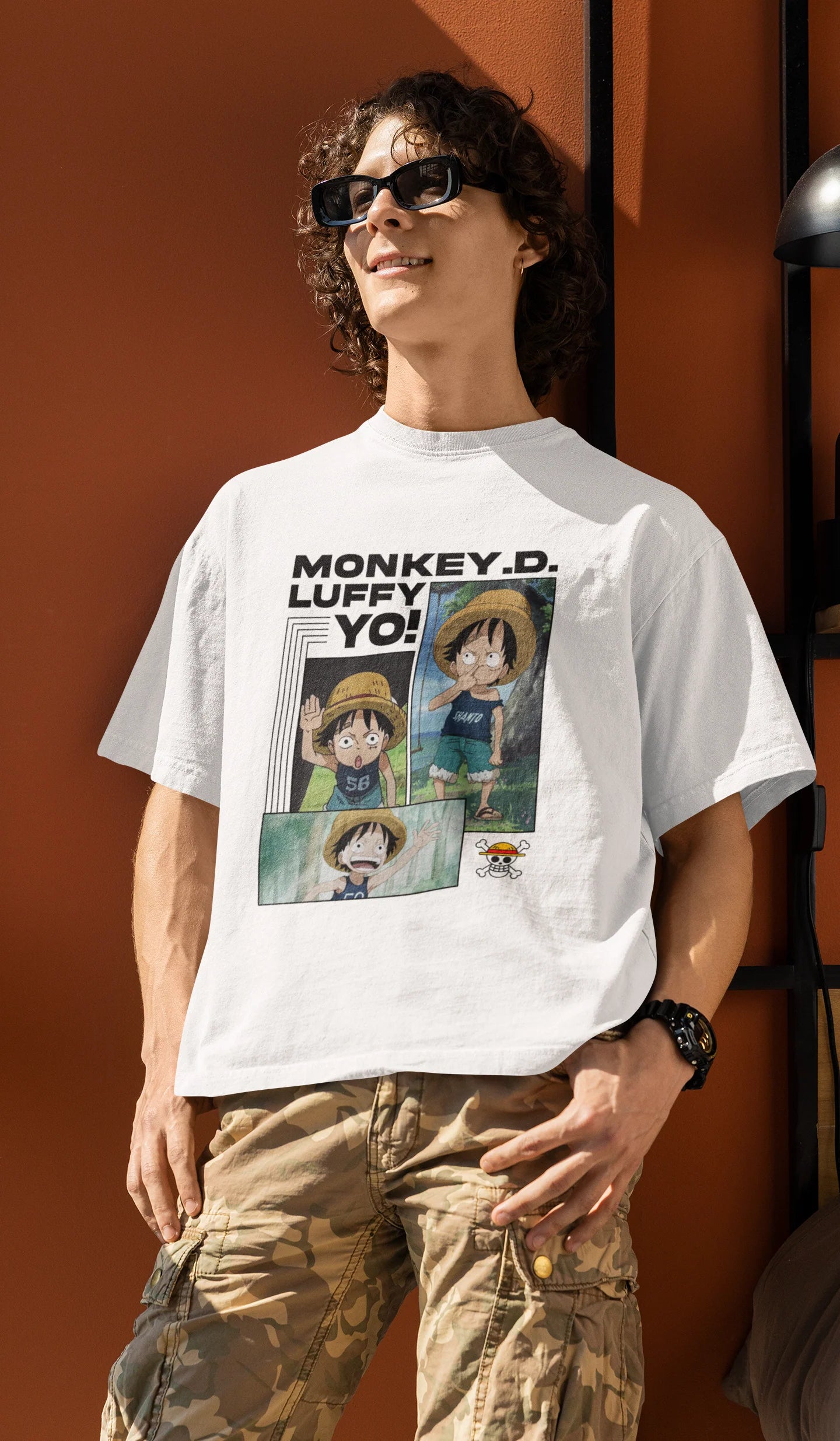 Luffy printed white tee